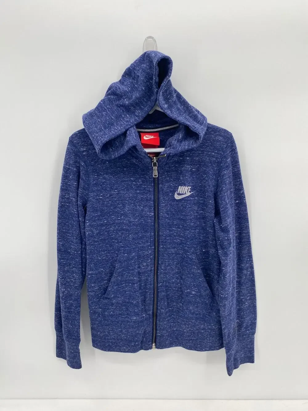 Nike Blue Vintage Space Dye Full Zip Hoodie Sweatshirt Kids Small